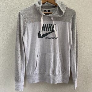 Nike Gym Vintage Pullover Graphix Hoodie Size Small Heather White AV8298